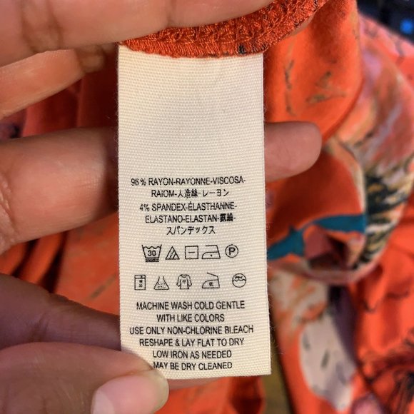 *NWT Free People Orange Bell Sleeve Floral Print Blouse Small - Picture 6 of 6